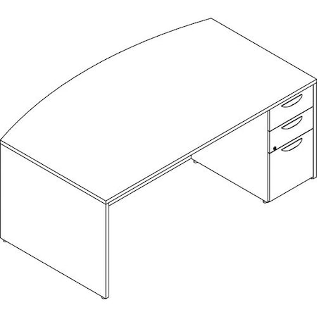 Lorell Right-pedestal Bowfront Desk, B/B/F, 72inx42inx29in, Gray Elm LLRPD4272RSPGE